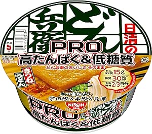 どん兵衛PRO きつねうどん 高たんぱく＆低糖質＆食物繊維2/3日分 [三つ重ねだし 宗田鰹×本鰹×昆布] 日清食品 カップ麺 86g ×12個