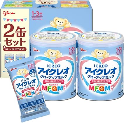  アイクレオ グローアップミルク 820g×2缶＋おまけスティック5本 江崎グリコ 幼児用粉ミルク フォローアップミルク MFGM 鉄 カルシウム ビタミンD 1歳頃~