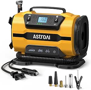 AstroAI エアーコンプレッサー 電動空気入れ 5 in 1 タイヤ・プール 自動車用 AC/DC給電 150 PSI 