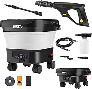 ASTA 高圧洗浄機 コードレス 洗車 PSE認証済み 13Lバケツ一体型 折りたたみ式
