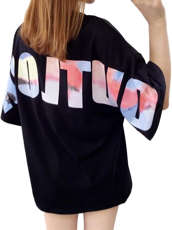 バブ・オハナ Tシャツ ゆったりしたカジュアル半袖 バックプリント 女性用