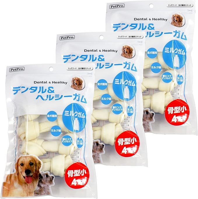 ペットプロ デンタル&ヘルシーガム ミルクガム 骨型小 4本×3個セット ミルク 犬